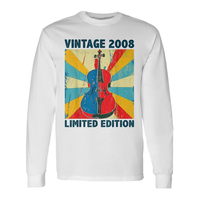 16 Years Old Vintage 2008 Cello Lover 16Th Birthday Long Sleeve T-Shirt