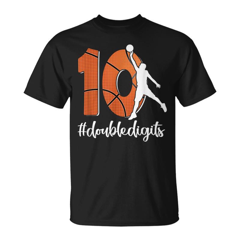 10Th Birthday Double Digits Ten Basketball For Boys Men T-Shirt