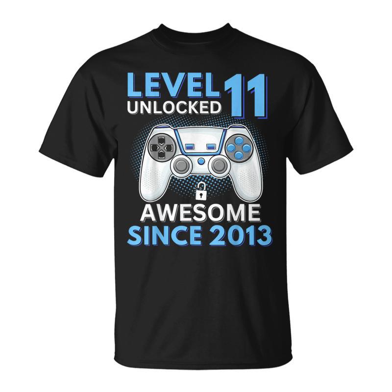 11Th Birthday Boy Level 11 Unlocked Gamer Birthday T-Shirt