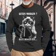 Guten Morgen Ganz Thin Eis German Language Cat Kaffee Black Langarmshirts Geschenke für alte Männer