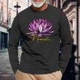 Lotusblüte Namaste Schwarzes Langarmshirts, Entspannendes Yoga-Motiv Tee Geschenke für alte Männer