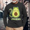 Lustiges Avocato-Katzen Langarmshirts, Geschenkidee für Katzenliebhaber Geschenke für alte Männer