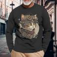Steampunk Cat Kitten Steam Punk Langarmshirts Geschenke für alte Männer