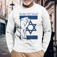 Israel Flag With Fist Stand With Israel Hebrew Israel Pride Gray Langarmshirts Geschenke für alte Männer