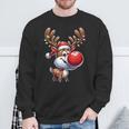 Festliches Rentier mit Leuchtender Nase Weihnachts-Sweatshirt, Beleuchtetes Motiv Geschenke für alte Männer