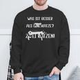 Was Ist Besser Als Eine Katze Zwei Katzen German Sweatshirt Geschenke für alte Männer