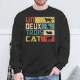 Un Deux Trois Cat French Word Game Cat Sweatshirt Geschenke für alte Männer
