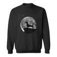 Wolf Silhouette bei Mondschein Herren Sweatshirt in Schwarz