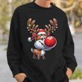 Festliches Rentier mit Leuchtender Nase Weihnachts-Sweatshirt, Beleuchtetes Motiv Geschenke für Ihn