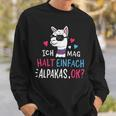 Lustiges Alpaka Fan Sweatshirt: 'Ich mag halt einfach Alpakas, OK?' Schwarz Geschenke für Ihn