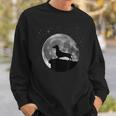 Wolf Silhouette bei Mondschein Herren Sweatshirt in Schwarz Geschenke für Ihn
