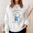 Cartoon Charakter Sweatshirt für Kinder, Calvin Design mit Sternen & Glitzer Geschenke für Sie