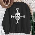 Fitness Sweatshirt für Herren mit Totenkopf und Hanteln Motiv, Kraftsport Tee Geschenke für alte Frauen
