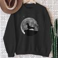 Wolf Silhouette bei Mondschein Herren Sweatshirt in Schwarz Geschenke für alte Frauen