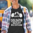 Ich Bin Soldatin Warum Weil Ichs Kann Berufen Soldatin Soldier Kinder Tshirt