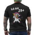 Ich Bin 29 Plus Unicorn Dab Dabbing Unicorn T-Shirt mit Rückendruck