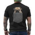 Lustiges Mops-Gesicht Herren Kurzärmliges Herren-T-Kurzärmliges Herren-T-Shirt mit Brusttaschen-Print, Witziges Hundemotiv