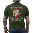 Ho Ho Hol Mir Mal Ein Bier Santa Christmas Black T-Shirt mit Rückendruck