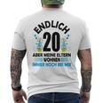 Endlich 20 Kurzärmliges Herren-T-Kurzärmliges Herren-T-Shirt, Humorvolles Design über Eltern Wohnen Noch