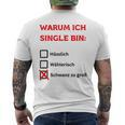 Warum Ich Single Bin German T-Shirt mit Rückendruck