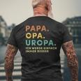 Bester Papa und Opa Retro Kurzärmliges Herren-T-Kurzärmliges Herren-T-Shirt, Perfekt für Vatertag Geschenke für alte Männer