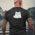 Cat Middle Finger Pocket Cat Gray T-Shirt mit Rückendruck Geschenke für alte Männer