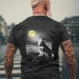 With Cool Wolf Der Unter Einer Starnenky Den Moon Black T-Shirt mit Rückendruck Geschenke für alte Männer