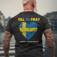 Einladung Um Kaffee Sweden Text German Language T-Shirt mit Rückendruck Geschenke für alte Männer