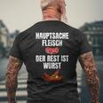 Hauptsache Fleischesser Meat Der Rest Ist Wurst T-Shirt mit Rückendruck Geschenke für alte Männer