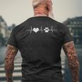 Herzschlag Hund Pfote Frequenz Hundeliebe Hunde Gassi Geh T-Shirt mit Rückendruck Geschenke für alte Männer