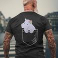 Hippopotamus in Tasche Schwarzes Kurzärmliges Herren-T-Kurzärmliges Herren-T-Shirt, Lustiges Tiermotiv Tee Geschenke für alte Männer