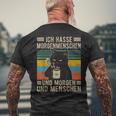 Ich Hasse Morgenmenschen Und Morgen Und Menschen Katzen Black T-Shirt mit Rückendruck Geschenke für alte Männer