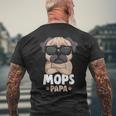 Mops Papa Lustiges Kurzärmliges Herren-T-Kurzärmliges Herren-T-Shirt, Pug mit Sonnenbrillen für Hundeliebhaber Geschenke für alte Männer