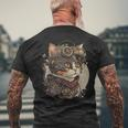 Steampunk Cat Kitten Steam Punk T-Shirt mit Rückendruck Geschenke für alte Männer