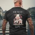 Vegetarier Kein Tier Ist Egal Veganer Kuh Schwin German T-Shirt mit Rückendruck Geschenke für alte Männer