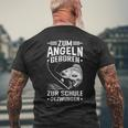 Zum Angeln Geboren Zur Schule Gezwungen Angler Angelfan T-Shirt mit Rückendruck Geschenke für alte Männer