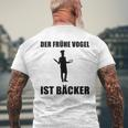 'Der Frühe Vogel Ist Bäcker' German Language T-Shirt mit Rückendruck Geschenke für alte Männer