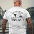 Ich Muss Gar Nix Ich Muss Nur Nach Finland Gray S T-Shirt mit Rückendruck Geschenke für alte Männer