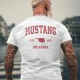 Mustang Oklahoma Ok Vintage Sports Red PrintS T-Shirt mit Rückendruck Geschenke für alte Männer
