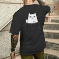 Cat Middle Finger Pocket Cat Gray T-Shirt mit Rückendruck Geschenke für Ihn