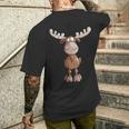 Crazy Elk I Deer Reindeer Fun Animal Motif T-Shirt mit Rückendruck Geschenke für Ihn