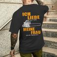 Ich Liebe Es Wenn Meine Frau Mich Holzmachen German Language T-Shirt mit Rückendruck Geschenke für Ihn
