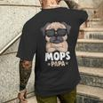 Mops Papa Lustiges Kurzärmliges Herren-T-Kurzärmliges Herren-T-Shirt, Pug mit Sonnenbrillen für Hundeliebhaber Geschenke für Ihn