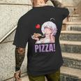 Pizza Lover Anime T-Shirt mit Rückendruck Geschenke für Ihn