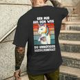 Unicorn Geh Mir Aus Dem Weg Du Unnötiger Sozialkontakt German S T-Shirt mit Rückendruck Geschenke für Ihn