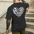 Zebra Fur Animal Skin Heart Print Waves Pattern T-Shirt mit Rückendruck Geschenke für Ihn