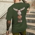 Crazy Elk I Deer Reindeer Fun Hunting Christmas Animal Motif T-Shirt mit Rückendruck Geschenke für Ihn