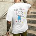 Cartoon Charakter Kurzärmliges Herren-T-Kurzärmliges Herren-T-Shirt für Kinder, Calvin Design mit Sternen & Glitzer Geschenke für Ihn