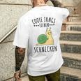 Coole Jungs Lieben Schnecken Geschenk T-Shirt mit Rückendruck Geschenke für Ihn