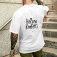 Frohes Weißes Herzkonfetti Kurzärmliges Herren-T-Kurzärmliges Herren-T-Shirt, Buntes Konfetti-Design Geschenke für Ihn